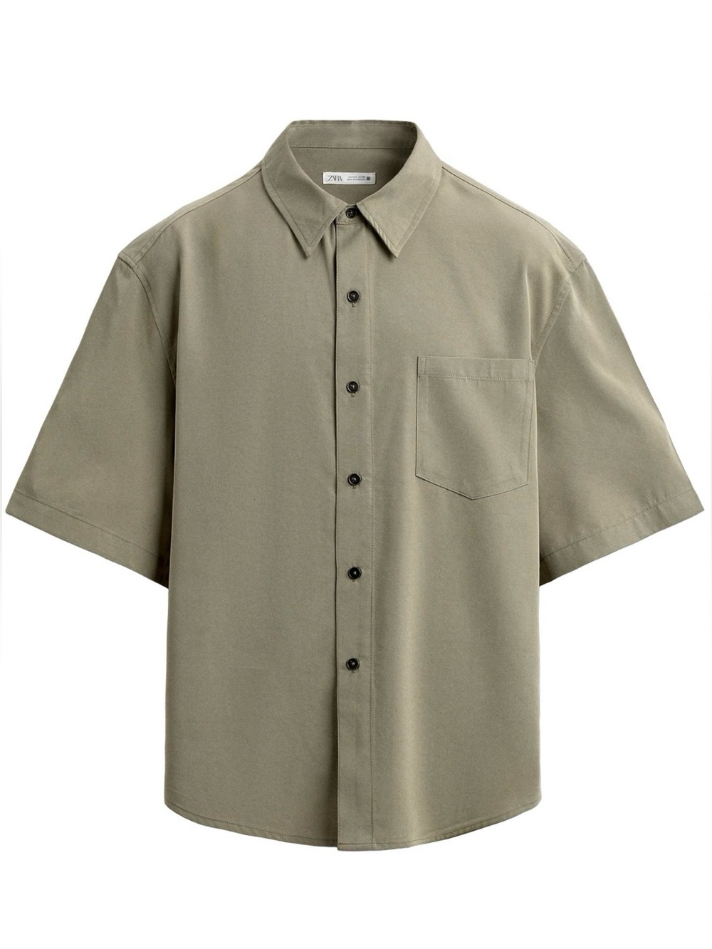 ZARA Men’s Fluid Relaxed Green Fit Pocket Shirt  Size L
